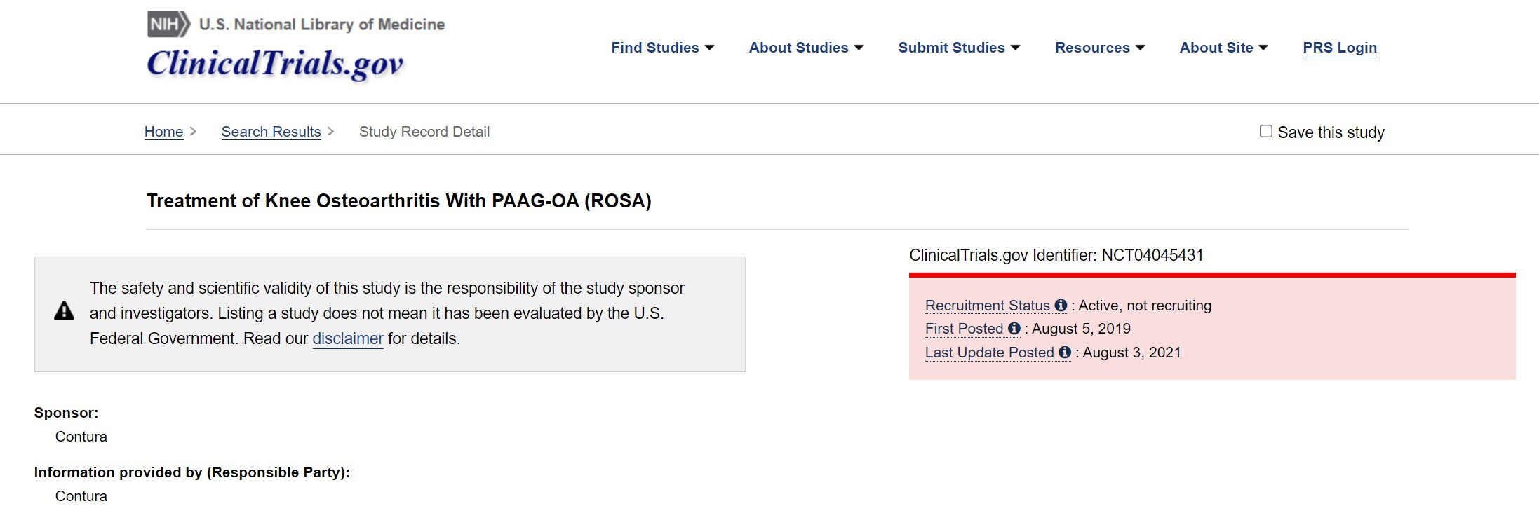 Treatment of Knee Osteoarthritis With PAAG-OA (ROSA) - Arthrosamid